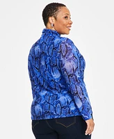 I.n.c. International Concepts Plus Printed Mesh Turtleneck Top, Exclusively at Macy's