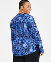 I.n.c. International Concepts Plus Cuffed Surplice Blouse, Exclusively at Macy's