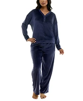 Roudelain Women's Long-Sleeve Ribbed Velour Pajama Set