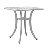 vidaXL Patio Table White 20.9"x20.9"x20.9" Cast Aluminum