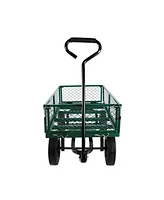 Slickblue Solid Wheels Garden Wagon Cart – Ideal for Transporting Firewood and Tools