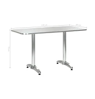 vidaXL Patio Table Silver 47.2"x23.6"x27.6" Aluminum