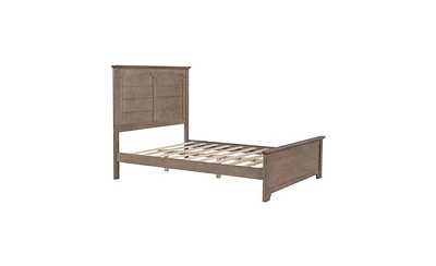 Slickblue Farmhouse Wooden Platform Full Bed with Panel Design Headboard and Footboard for Teenagers