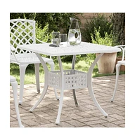 vidaXL Patio Table White 31.5"x31.5"x29.5" Cast Aluminum