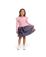 Andy & Evan Toddler Girls Toddler/Child Pink Rib Knit Top and Tiered Skirt