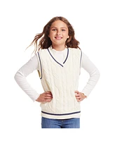 Andy & Evan Big Girls Cream Cable Knit Sweater Vest