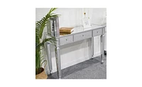 Slickblue Mirror Dressing Table with Three Drawers: Elegant Console Table for Bedroom or Vanity