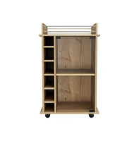 Depot E-Shop Huali Bar Cart, Glass Door, Four Casters, Two Shelves