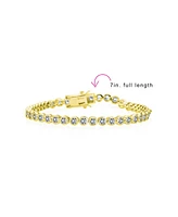 Bling Jewelry Formal Holiday Party 10CT Clear Cubic Zirconia Bubble Circle Bezel Solitaire Tennis Bracelet For Women 14K Gold Plated .925 Sterling Sil