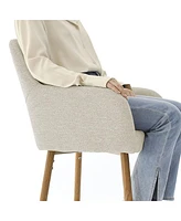 Linen Armrest Counter Height Bar Stools Set of 2 with Back-Maison Boucle