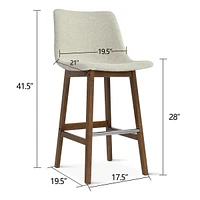 Maison Boucle Set of 2 Upholstered Bar Stools with Solid Wood Legs, Modern Counter Height Chairs for Kitchen Island, Bar, or Dining Room-Maison