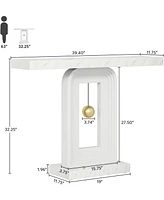 Tribesigns Modern Console Table, 40 Inches Narrow Sofa Entryway Table with Pendulum Shape Base, Contemporary Wood Accent Table for Living Room Hallway