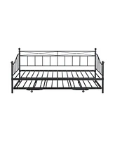 Slickblue Metal Daybed with Pop-Up Trundle for Extra Guest Sleeping Space