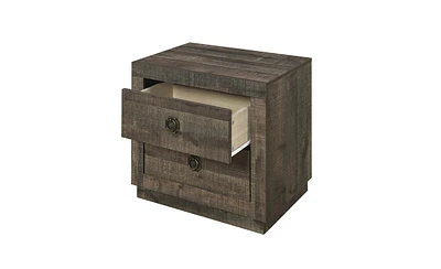 Slickblue Farmhouse Style 2 Drawers Nightstand End Table for Bedroom, Living Room, Rustic Brown