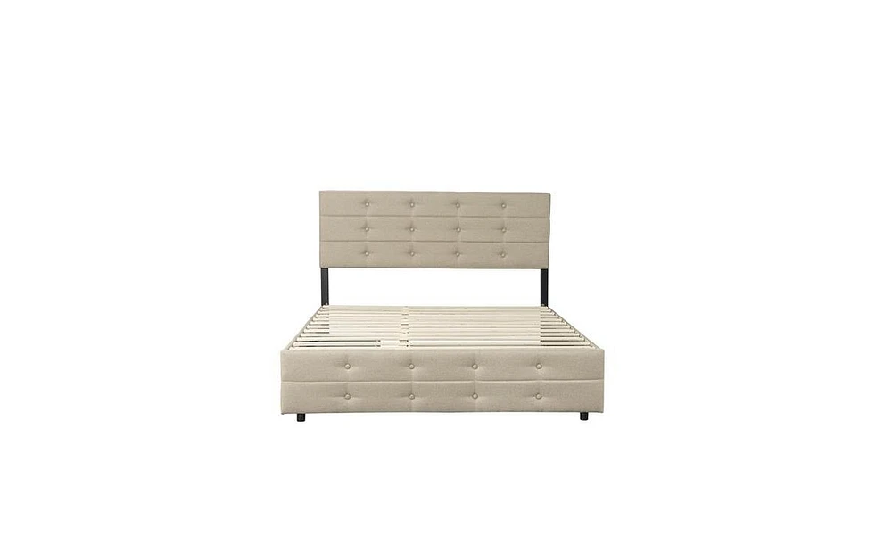 Slickblue Queen Size Upholstered Platform Bed Frame – Stylish and Durable Design