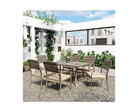 Pamapic Brown 5-Piece Pe Wicker Outdoor Dining Set with Green Cushions