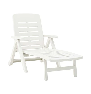 vidaXL Folding Sun Lounger Plastic White