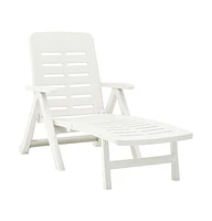 vidaXL Folding Sun Lounger Plastic White