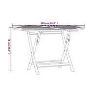 vidaXL Folding Patio Table 43.3"x29.5" Solid Wood Teak