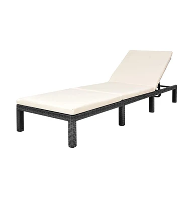 vidaXL Sun Lounger with Cushion Poly Rattan