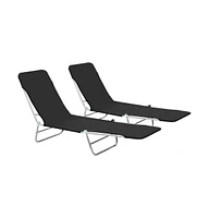 vidaXL Folding Sun Loungers 2 pcs Steel and Fabric