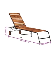 vidaXL Sun Lounger with Steel Legs Solid Wood Acacia