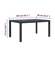 vidaXL Patio Table Anthracite 59"x35.4"x28.3" Plastic Rattan Look