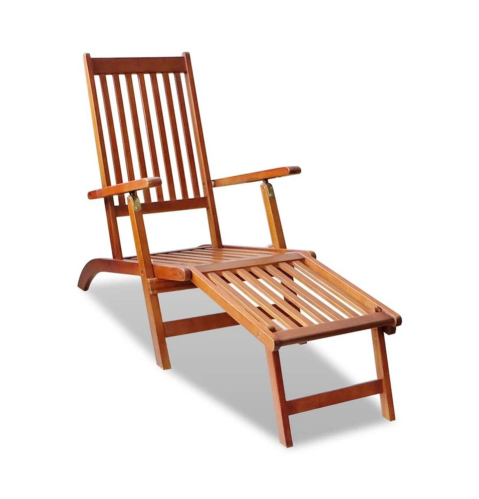 vidaXL Patio Deck Chair with Footrest Solid Acacia Wood