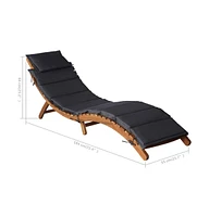 vidaXL Sun Lounger with Cushion Solid Acacia Wood Dark Gray