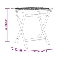 vidaXL Folding Patio Table 33.5"x33.5"x29.9" Solid Teak Wood