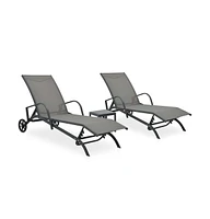 vidaXL Sun Loungers 2 pcs with Table Textilene and Steel