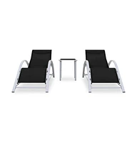 vidaXL Sun Loungers 2 pcs with Table Aluminum