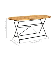 vidaXL Patio Table 63"x33.5"x29.1" Solid Acacia Wood Oval