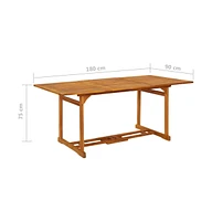 vidaXL Patio Dining Table 70.9"x35.4"x29.5" Solid Acacia Wood