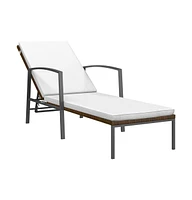 vidaXL Patio Sun Lounger with Cushion Poly Rattan