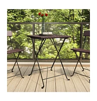 vidaXL Folding Bistro Table Brown 21.7"x21.3"x28" Poly Rattan