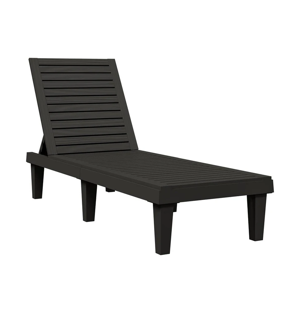 vidaXL Sun Lounger Black 61"x22.8"x32.7" Polypropylene