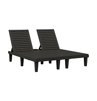 vidaXL Double Sun Lounger Black 61"x54.3"x32.7" Polypropylene