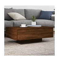 vidaXL Coffee Table with Led Lights Brown Oak 33.5"x21.7"x12.2"