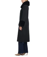 Vince Camuto Women's Single-Breasted Fit and Flared Drap Wool Coat