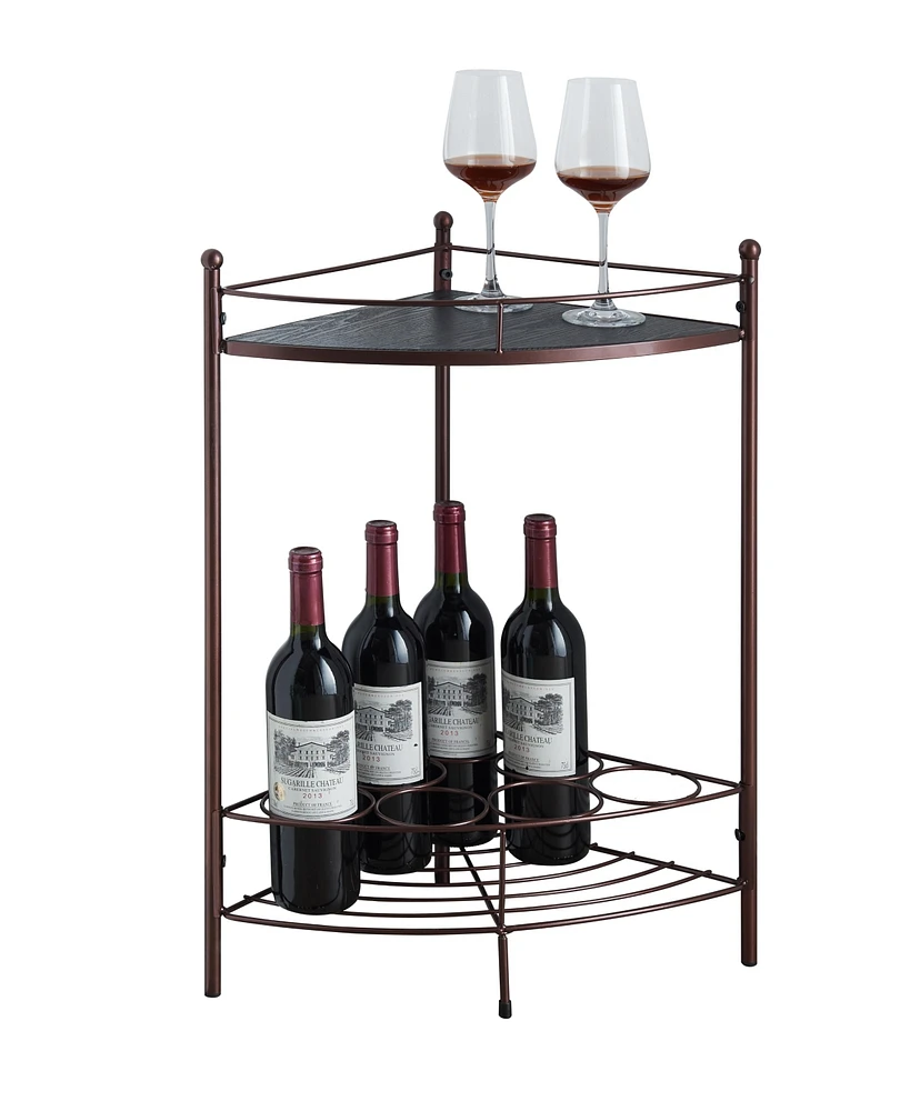 Kings Brand Furniture Dover Corner Wine Rack Table, Bronze