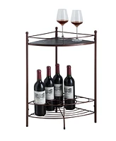 Kings Brand Furniture Dover Corner Wine Rack Table, Bronze