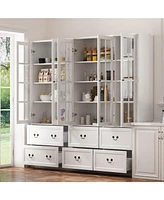 Famapy Gray Wood 12-Shelf Combination Bookcase Storage Cabinet