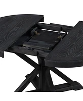 Slickblue Retro Extendable Dining Table with 12-Inch Leaf for Functional and Living Room Spaces