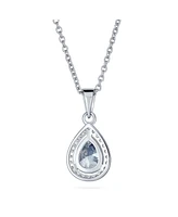 Bling Jewelry Cubic Zirconia Traditional Classic Large Cz Teardrop Solitaire Pendant Necklace For Women .925 Sterling Silver