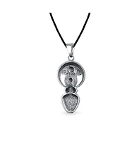 Bling Jewelry Ancient Divine Deity Celtic Goddess Of Fertility Pendant Necklace For Women Oxidized .925 Sterling Silver Black Silk Cord