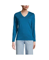 Lands' End Women's Relaxed Supima Cotton Long Sleeve V-Neck T-Shirt