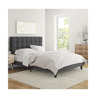 Yaheetech Upholstered Bed Frame with Strong Wooden Slats Support