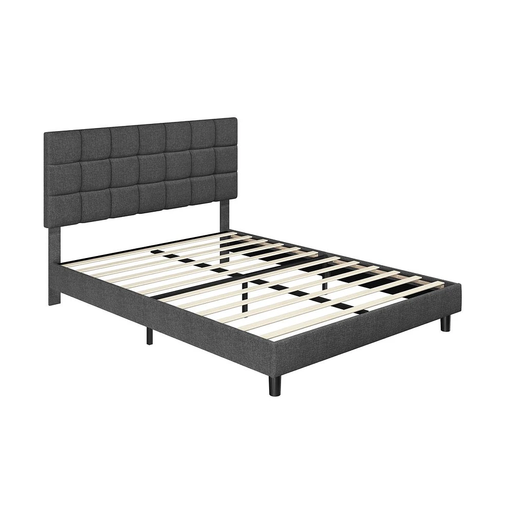 Yaheetech Upholstered Bed Frame with Strong Wooden Slats Support