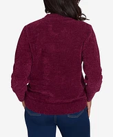 Alfred Dunner Women's Classic Chenille Diamond Stitch Turtleneck Sweater